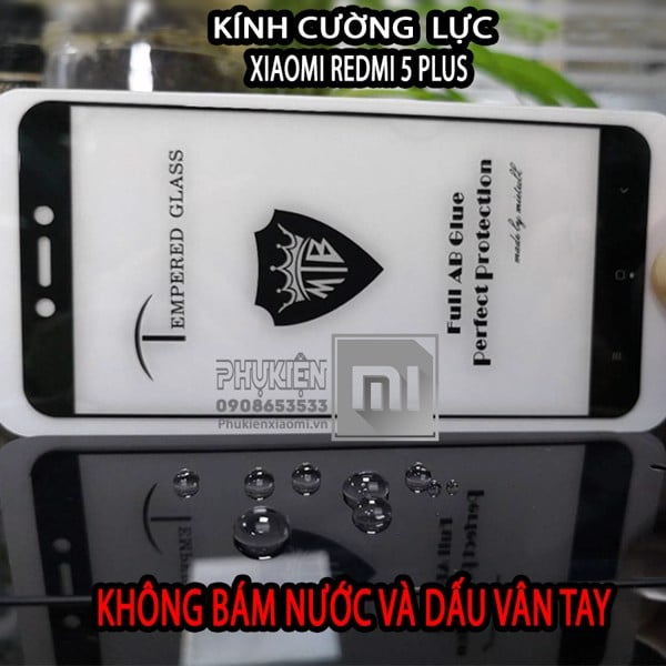 Kính cường lực 9H dành cho máy Xiaomi Redmi 5 Plus - Full viền