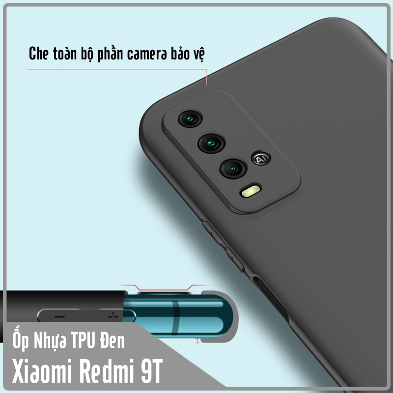 Ốp lưng cho Xiaomi Redmi 9T - Note 9 4G TPU dẻo đen che Camera