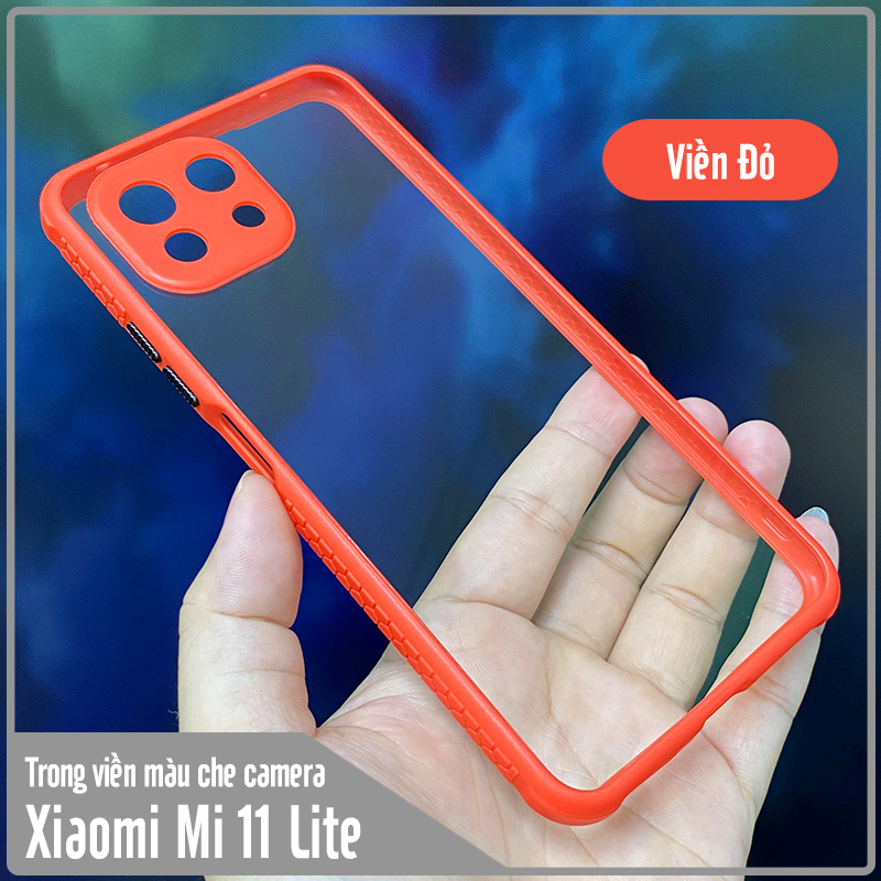 Ốp lưng Xiaomi Mi 11 Lite 4G - 5G trong viền màu che camera 4 Góc chống sốc