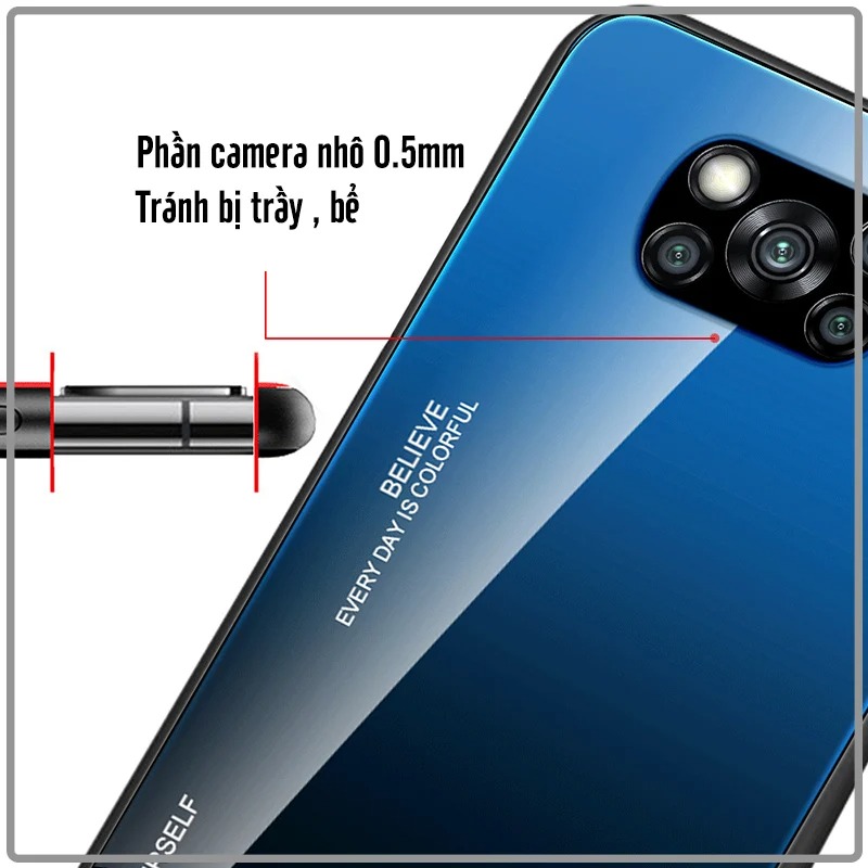 Ốp lưng dành cho Xiaomi Poco X3 NFC gương cứng 2 màu Gradient Ver 2 , viền TPU dẻo đen