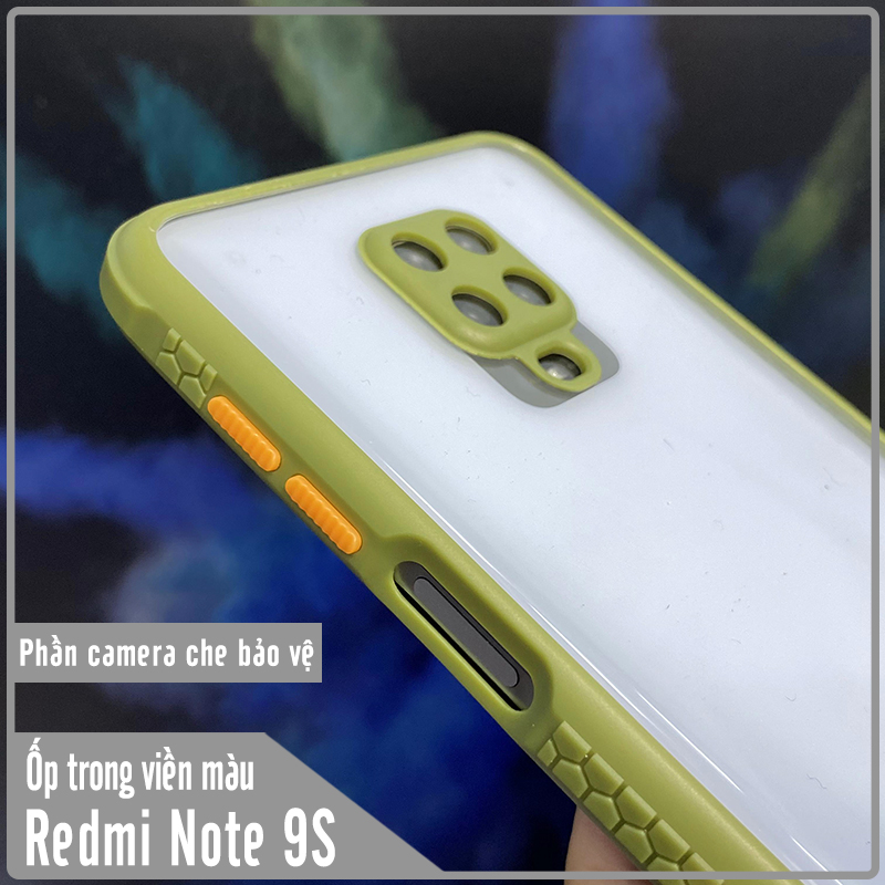 Ốp lưng cho Xiaomi Redmi Note 9S - Note 9 Pro trong viền màu che camera 4 Gốc chống sốc