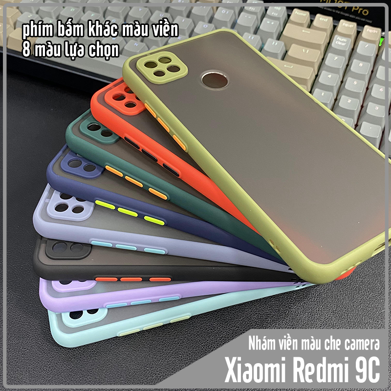 Ốp lưng cho Xiaomi Redmi 9C - Redmi 10A trong nhám viền màu che camera