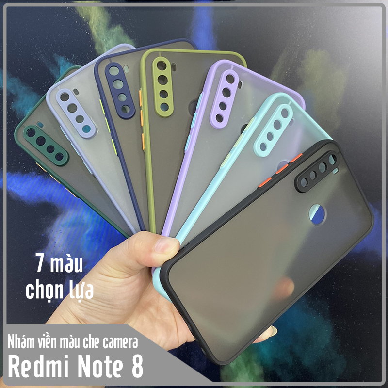 Ốp lưng cho Xiaomi Redmi Note 8 trong nhám viền màu che camera