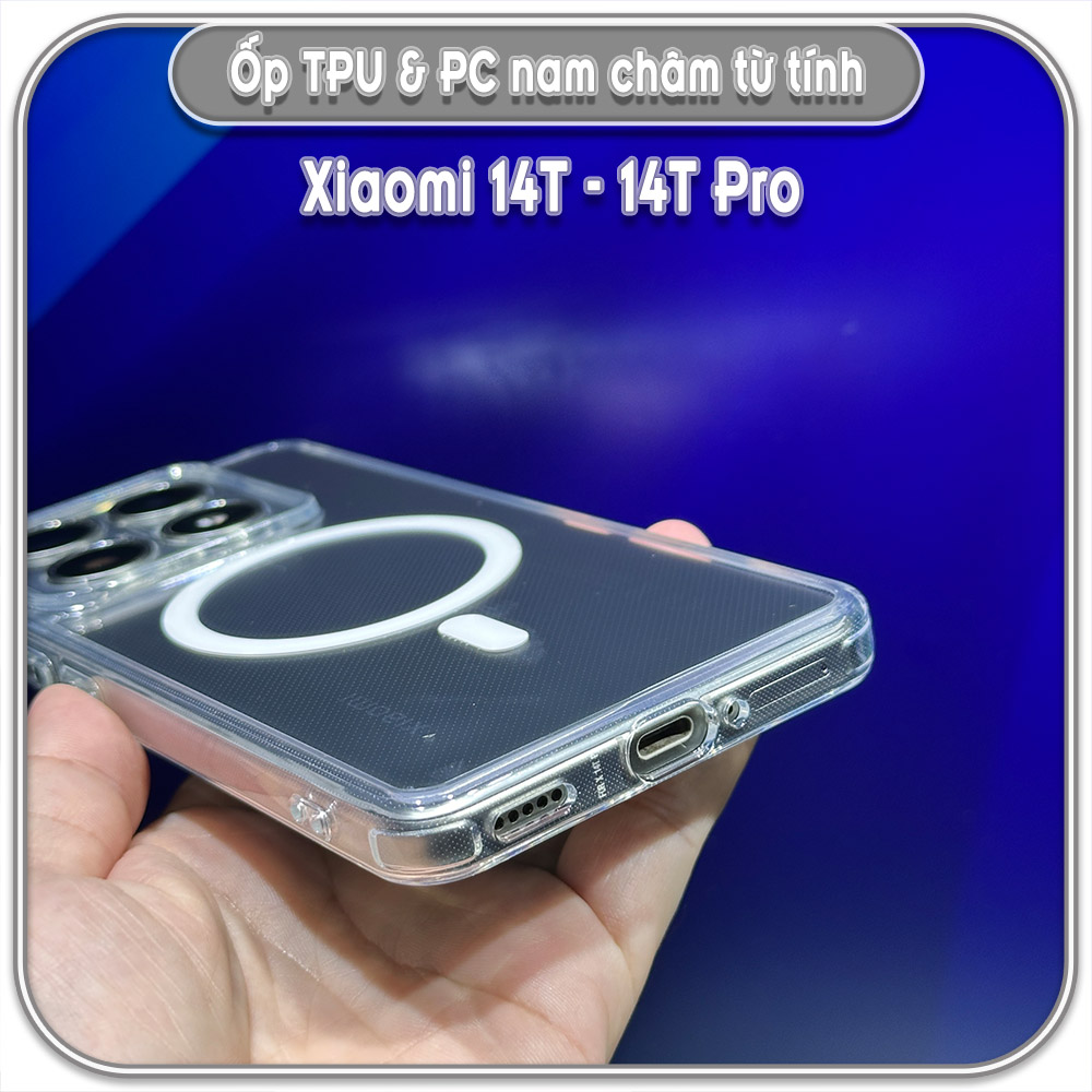 Ốp TPU+PC mỏng cho Xiaomi 14T - 14T Pro, có nam châm sạc từ tính