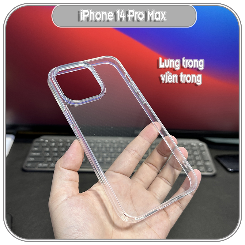 Ốp lưng cho iPhone 14 Pro Max Lưng trong - nhám viền màu LIKGUS