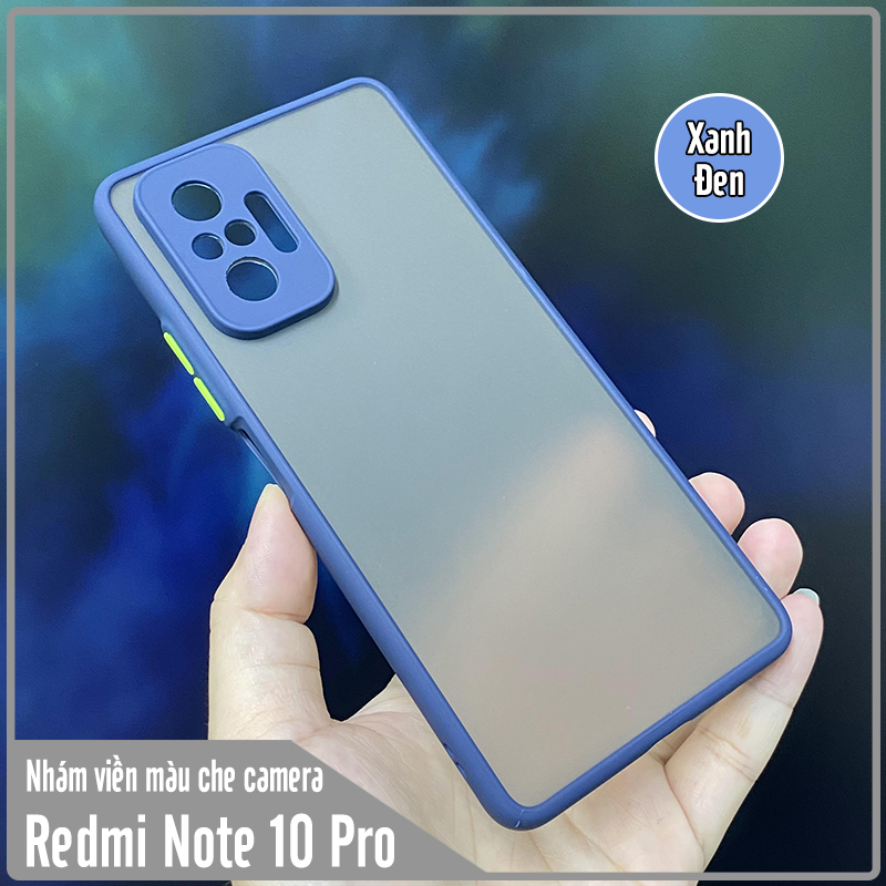 Ốp lưng cho Xiaomi Redmi Note 10 Pro nhám viền màu che camera