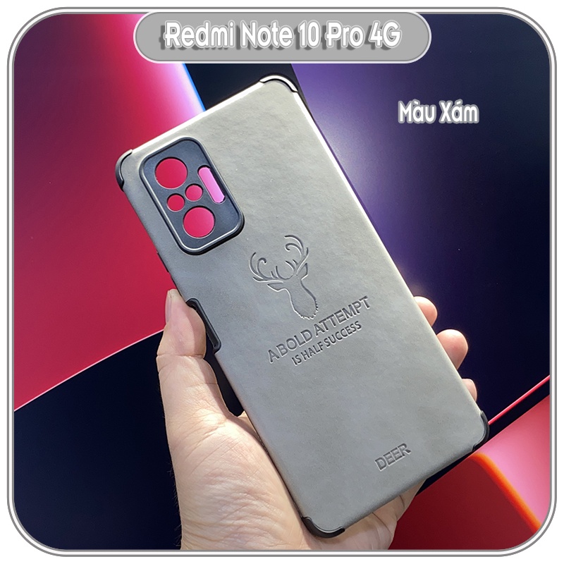 Ốp lưng cho Xiaomi Redmi Note 10 Pro 4G da hươu 4 góc chống sốc