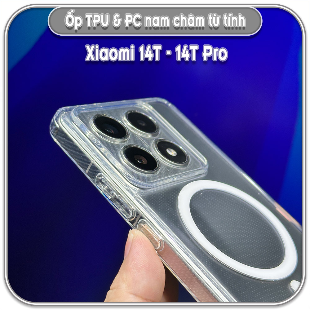 Ốp TPU+PC mỏng cho Xiaomi 14T - 14T Pro, có nam châm sạc từ tính