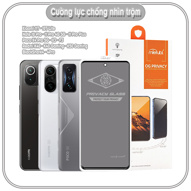 Kính cường lực cho các dòng Xiaomi - Poco - Redmi - Redmi Note - Black Shark chống nhìn trộm full viền đen