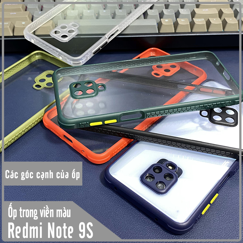 Ốp lưng cho Xiaomi Redmi Note 9S - Note 9 Pro trong viền màu che camera 4 Gốc chống sốc
