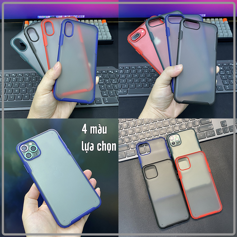 Ốp lưng chống sốc cho iPhone 12-12 Pro-12 Pro Max-11-11 Pro-11 Pro Max-X-XS-XR-XS Max-7Plus-8Plus nhám viền màu WLONS