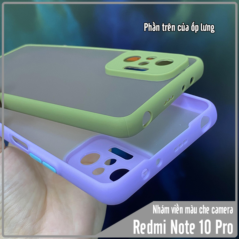 Ốp lưng cho Xiaomi Redmi Note 10 Pro nhám viền màu che camera