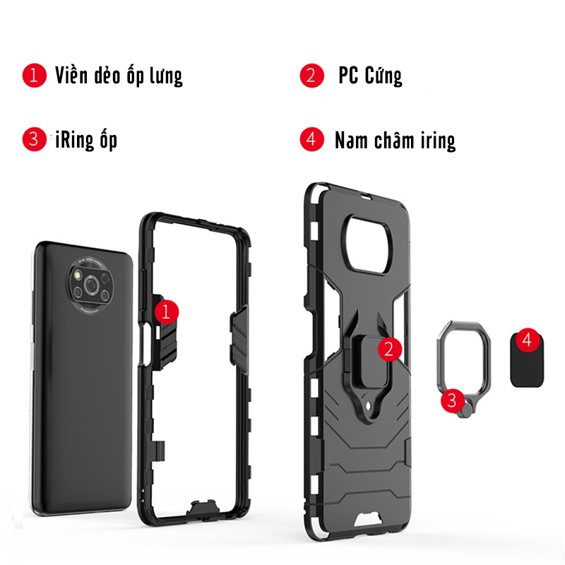 Ốp lưng cho Xiaomi Poco X3 NFC - X3 PRO iRON - MAN IRING Nhựa PC cứng viền dẻo chống sốc