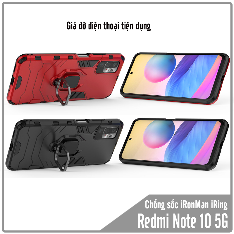 Ốp lưng cho Xiaomi Redmi Note 10 5G - Poco M3 Pro iRON MAN IRING Nhựa PC cứng viền dẻo chống sốc