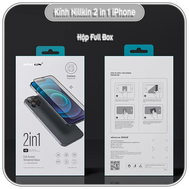 Kính cường lực iPhone 12 - 12 Pro - 12 Pro Max Nillkin 2 in 1 Full Màn Hình