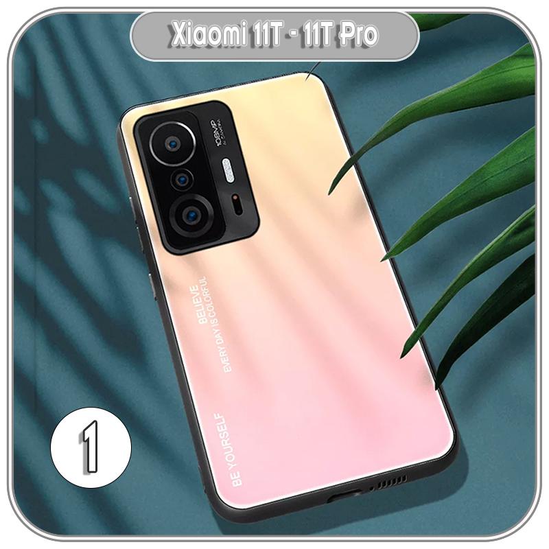 Ốp lưng cho Xiaomi 11T - 11T Pro gương cứng 2 màu Gradient Ver 2 , viền TPU dẻo đen