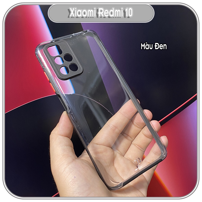 Ốp Lưng cho Xiaomi Redmi 10 PC Trong Suốt Viền Màu Mỏng ,Che Camera