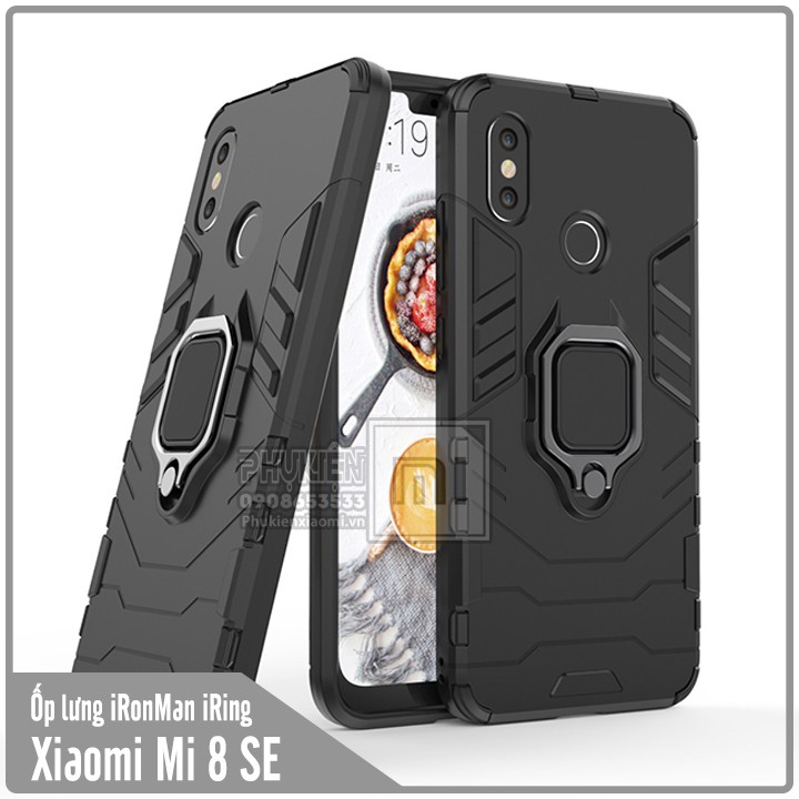 Ốp lưng Xiaomi Mi 8 SE iRON - MAN IRING Nhựa PC cứng viền dẻo chống sốc