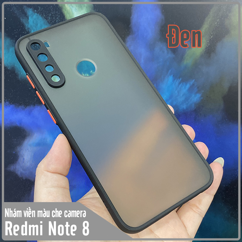 Ốp lưng cho Xiaomi Redmi Note 8 trong nhám viền màu che camera