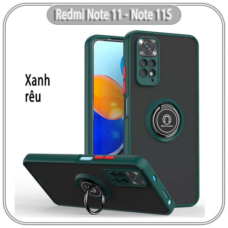 Ốp lưng cho Xiaomi Redmi Note 11 - 11S 4G nhám iRing che camera viền màu