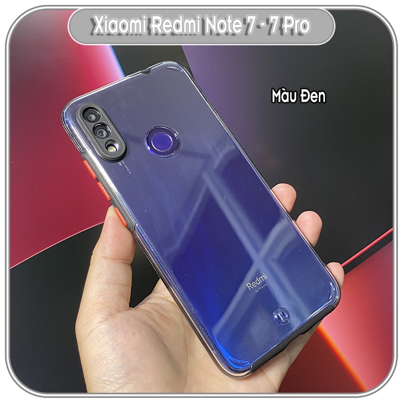 Ốp Lưng cho Xiaomi Redmi Note 7 - 7 Pro PC Trong Suốt Viền Màu Mỏng ,Che Camera