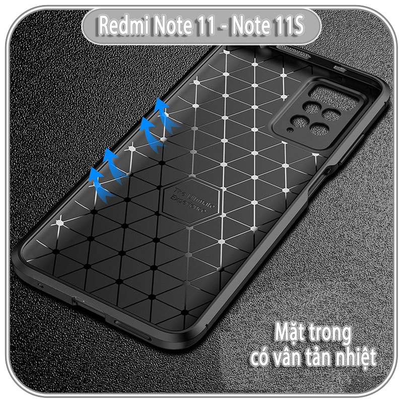 Ốp lưng cho Xiaomi Redmi Note 11 - Note 11S chống sốc Carbon Auto Focus