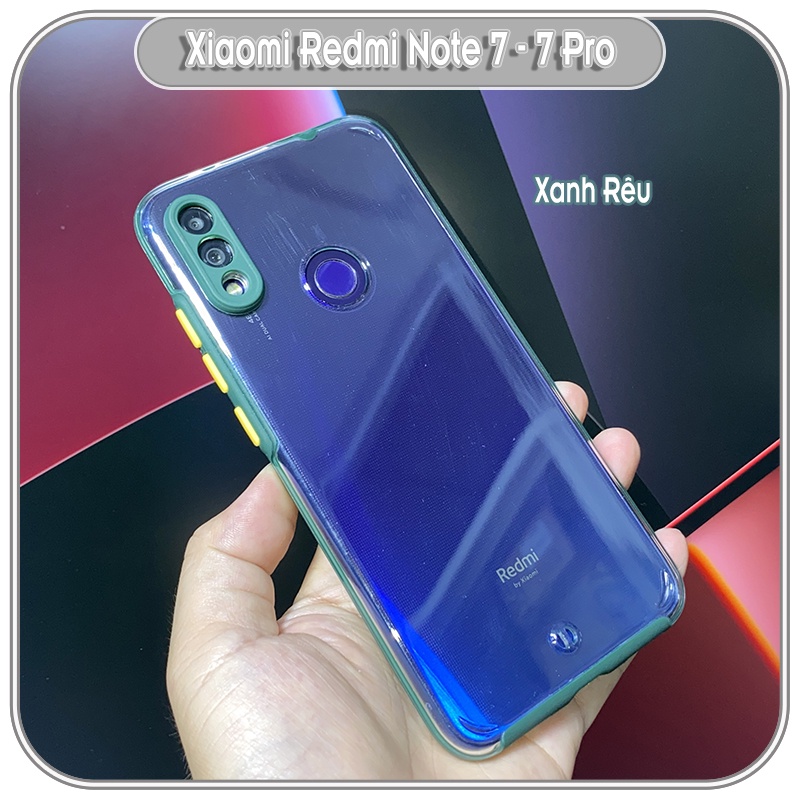 Ốp Lưng cho Xiaomi Redmi Note 7 - 7 Pro PC Trong Suốt Viền Màu Mỏng ,Che Camera