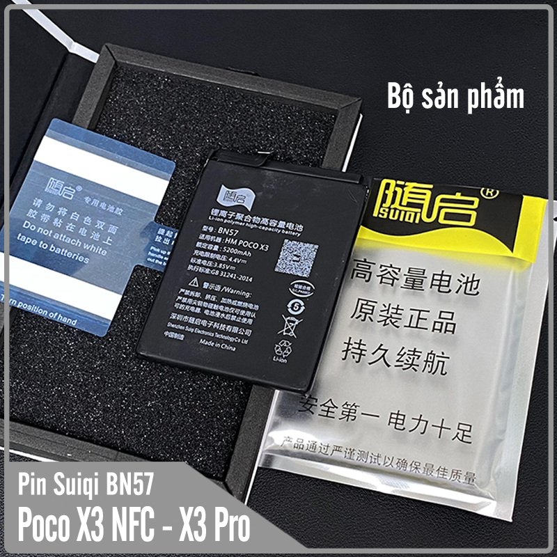 Thay pin cho Poco X3 NFC - Poco X3 Pro, Suiqi BN57 5160mAh