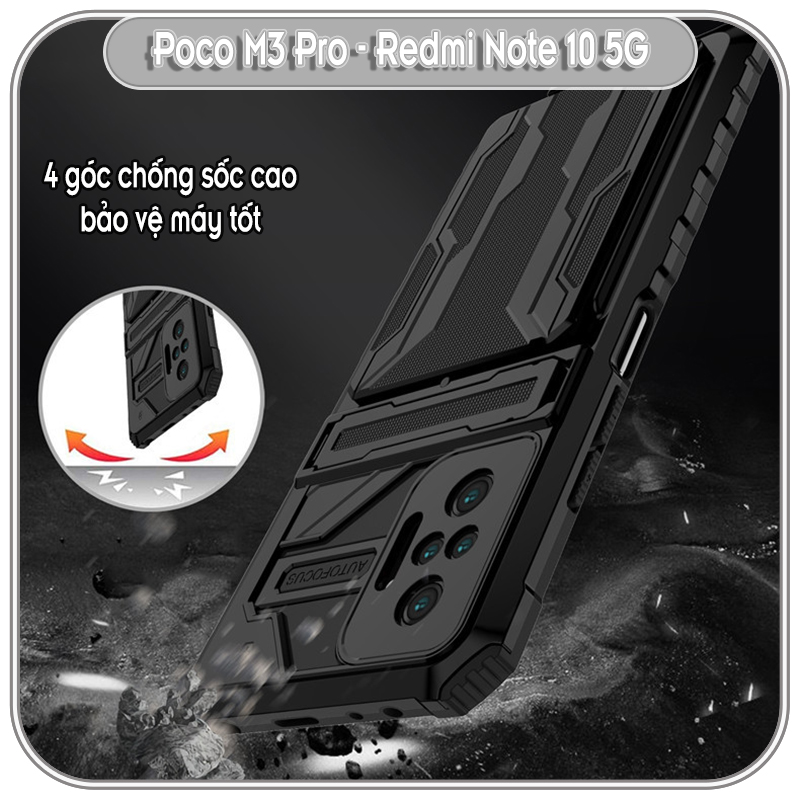 Ốp lưng 4 góc chống sốc cho Xiaomi Redmi Note 10 5G - Poco M3 Pro Card Holder đựng thẻ