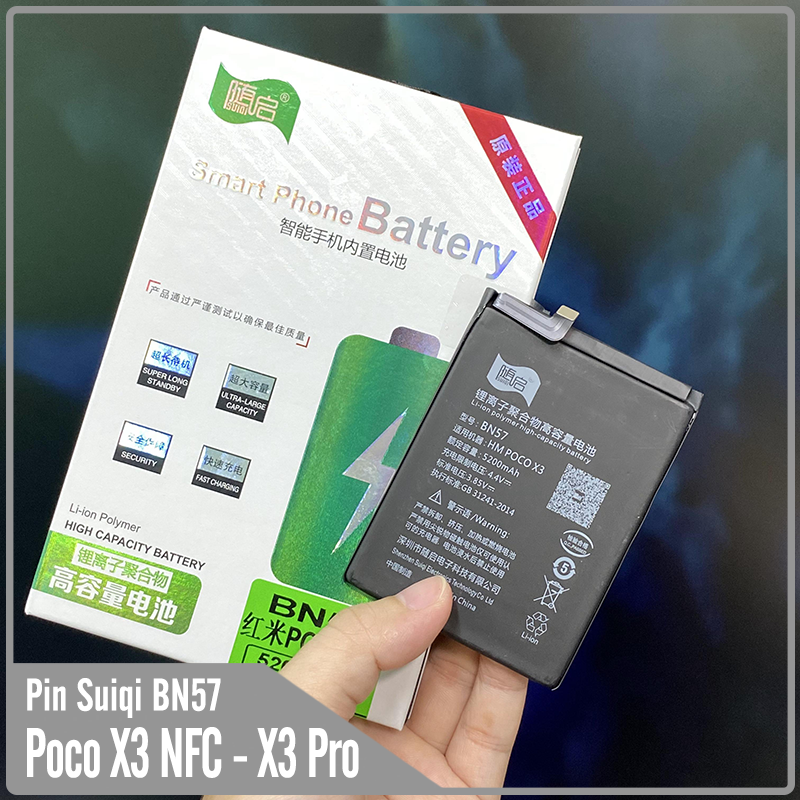 Thay pin cho Poco X3 NFC - Poco X3 Pro, Suiqi BN57 5160mAh