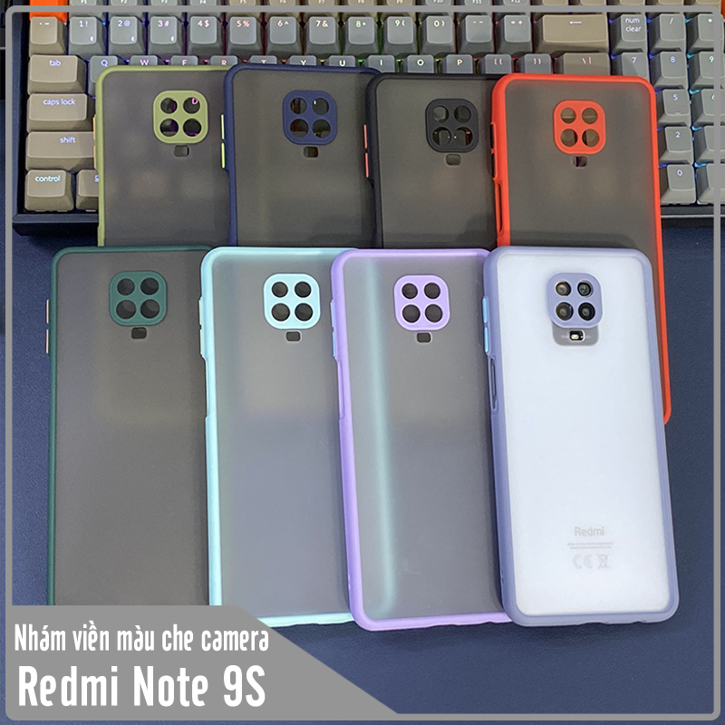 Ốp lưng cho Xiaomi Redmi Note 9S - Note 9 Pro trong nhám viền màu che camera