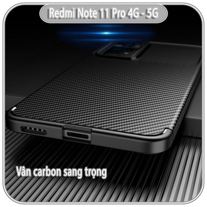 Ốp lưng cho Xiaomi Redmi Note 11 Pro 4G - 5G chống sốc Carbon Auto Focus