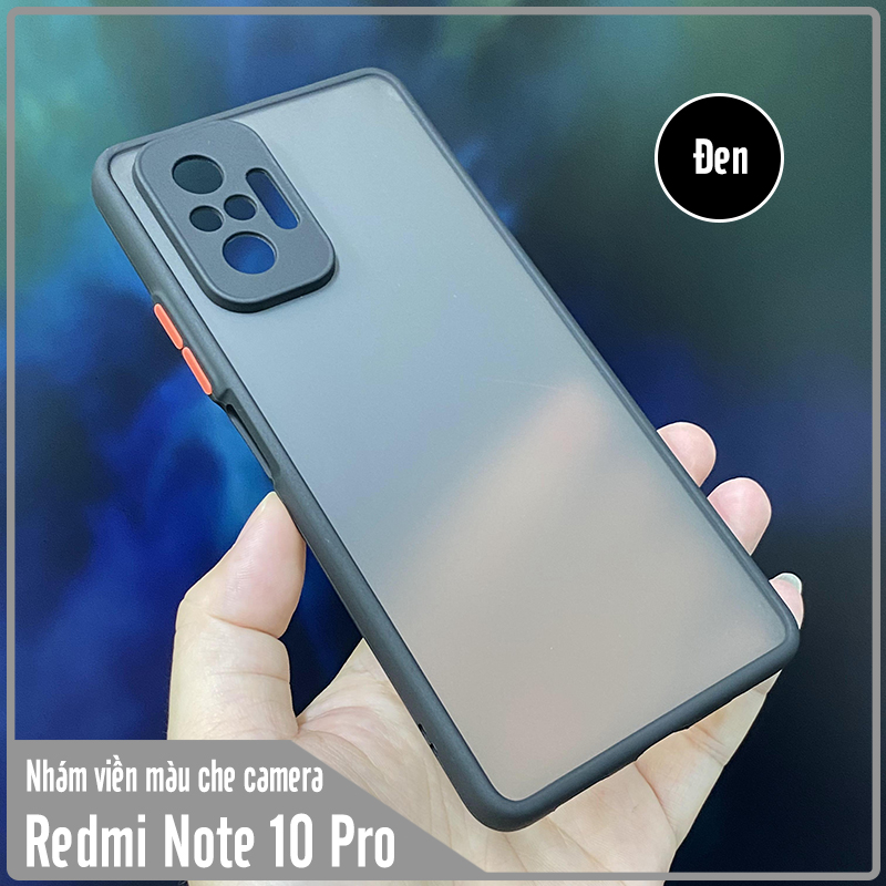 Ốp lưng cho Xiaomi Redmi Note 10 Pro nhám viền màu che camera