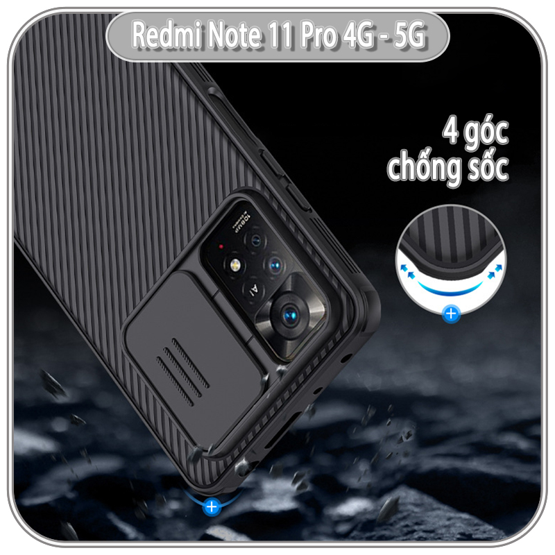 Ốp lưng cho Redmi Note 11 Pro - Note 12 Pro 4G, Nillkin CamShield che camera