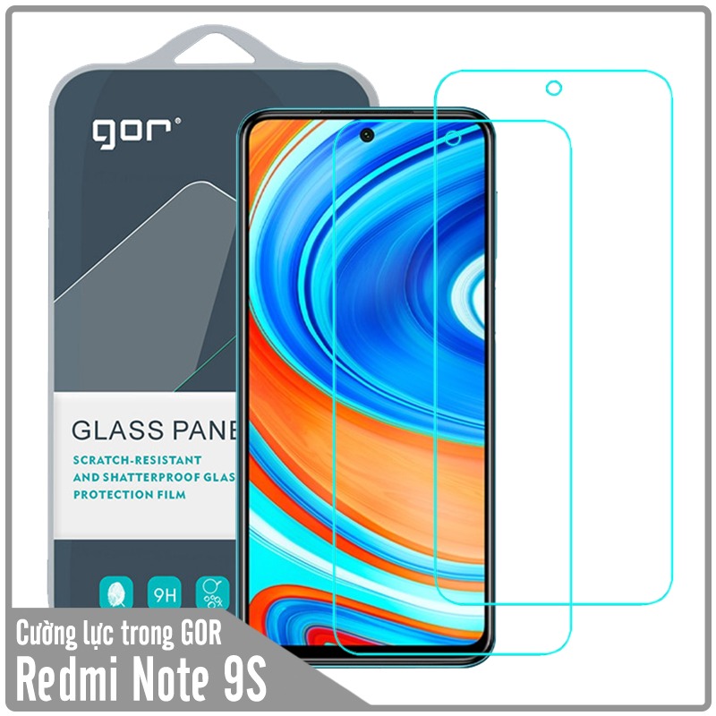 Bộ 2 miếng kính cường lực Gor cho Xiaomi Redmi Note 9S- Note 9 Pro Full Box