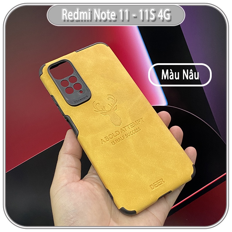 Ốp lưng cho Xiaomi Redmi Note 11 - 11S 4G bản quốc tế da hươu 4 góc chống sốc