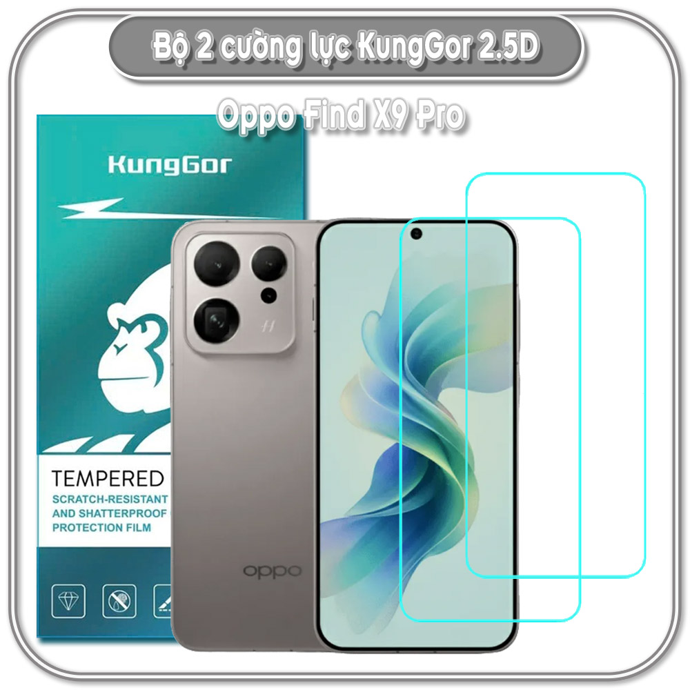 Bộ 2 Cường lực KungGor cho Oppo Find X9 Pro