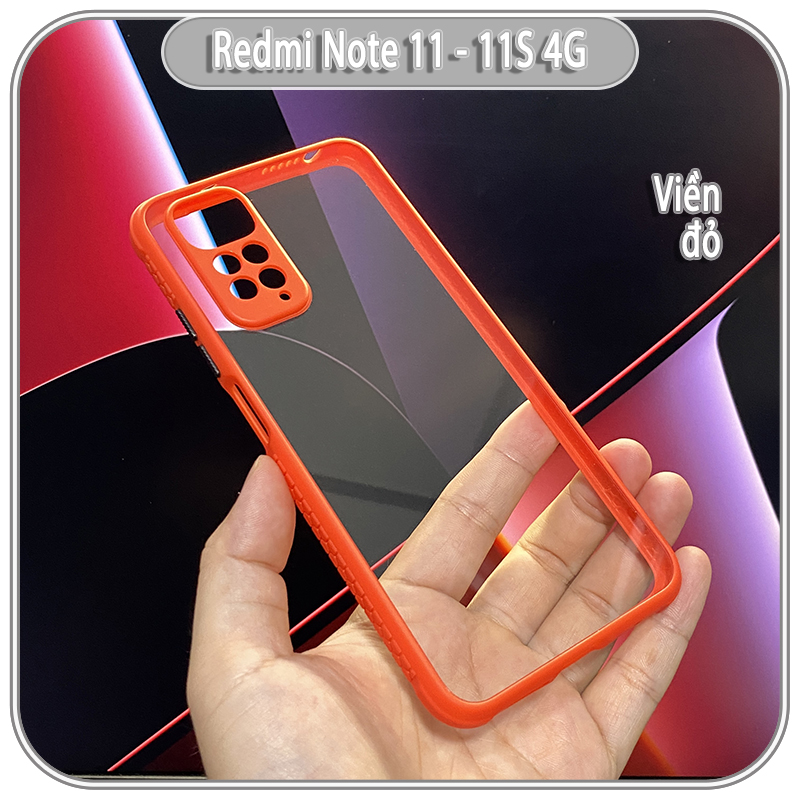 Ốp lưng Xiaomi Redmi Note 11 - 11S 4G trong viền màu che camera 4 Góc chống sốc