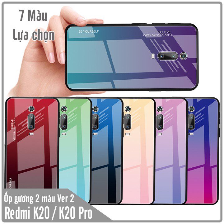 Ốp lưng Xiaomi Redmi K20 / K20 Pro gương cứng 2 màu Ver 2 , viền TPU dẻo đen