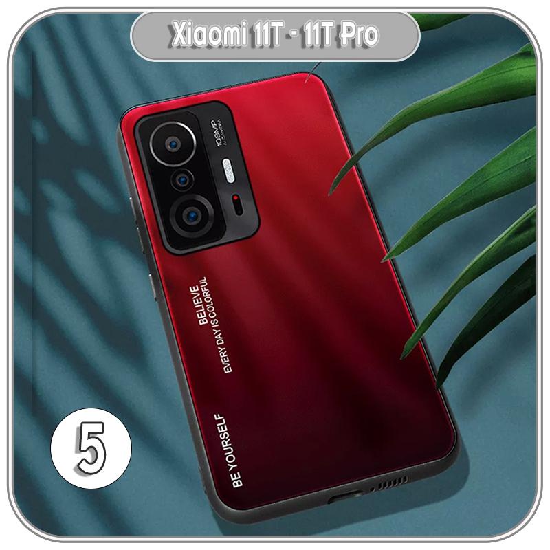 Ốp lưng cho Xiaomi 11T - 11T Pro gương cứng 2 màu Gradient Ver 2 , viền TPU dẻo đen