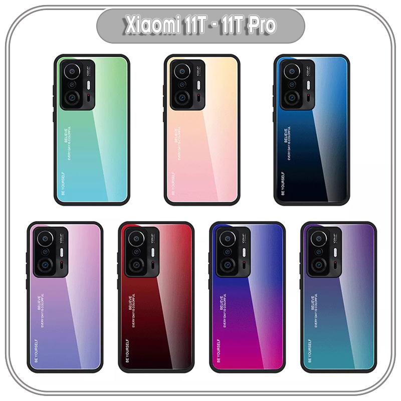 Ốp lưng cho Xiaomi 11T - 11T Pro gương cứng 2 màu Gradient Ver 2 , viền TPU dẻo đen