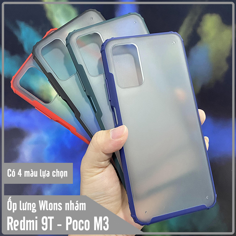 Ốp lưng cho Xiaomi Redmi 9T - Poco M3 nhám viền màu WLONS