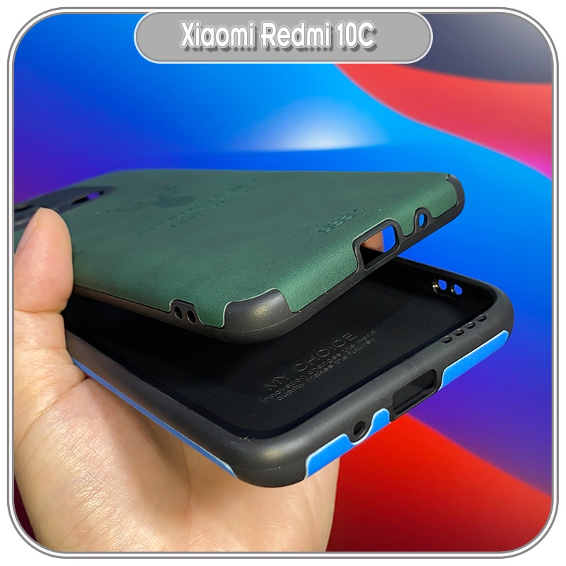 Ốp lưng cho Xiaomi Redmi 10C da hươu 4 góc chống sốc