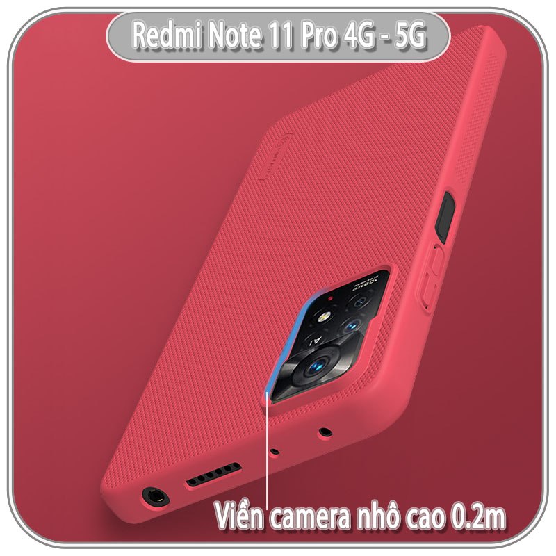 Ốp lưng cho Redmi Note 11 Pro - Note 12 Pro 4G Frosted Shield nhựa PC cứng Nillkin , Vân nhám , chống vân tay