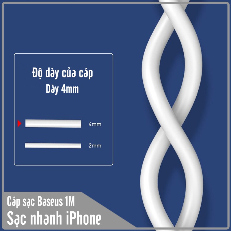 Cáp sạc nhanh Baseus Mini White 1M 2.4A dùng cho iPhone - iPad