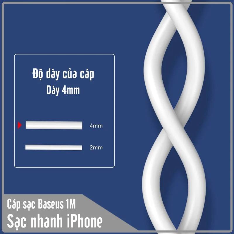 Cáp sạc nhanh Baseus Mini White 1M 2.4A dùng cho iPhone - iPad