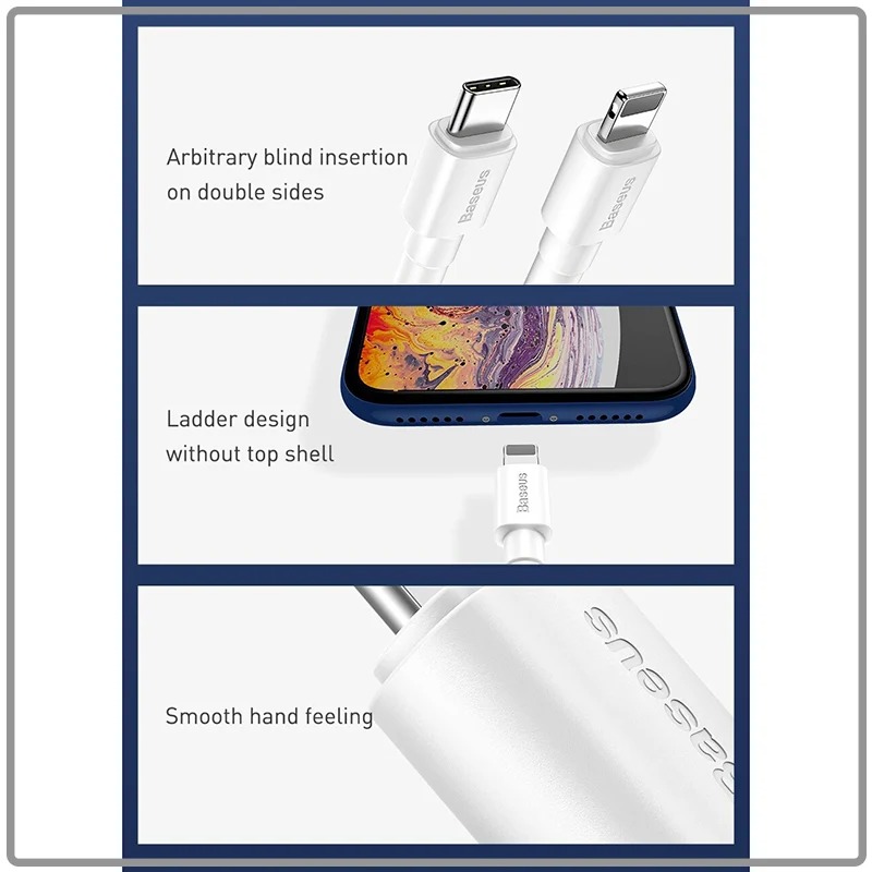 Cáp sạc nhanh Baseus Mini White 1M 2.4A dùng cho iPhone - iPad