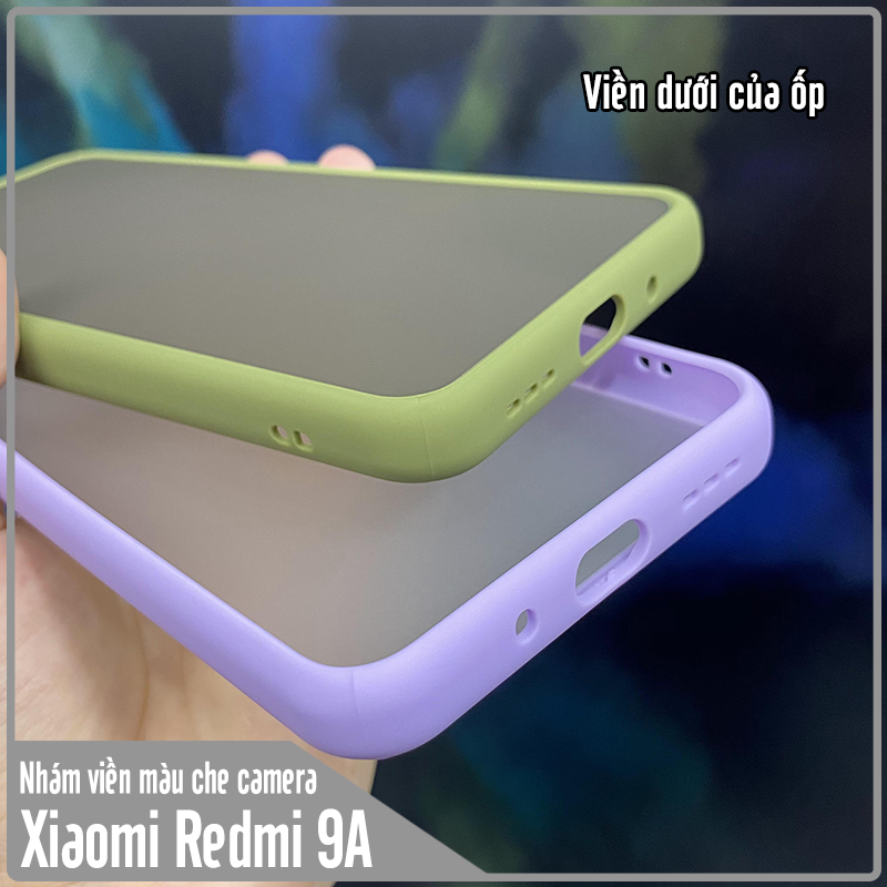 Ốp lưng cho Xiaomi Redmi 9A trong nhám viền màu che camera