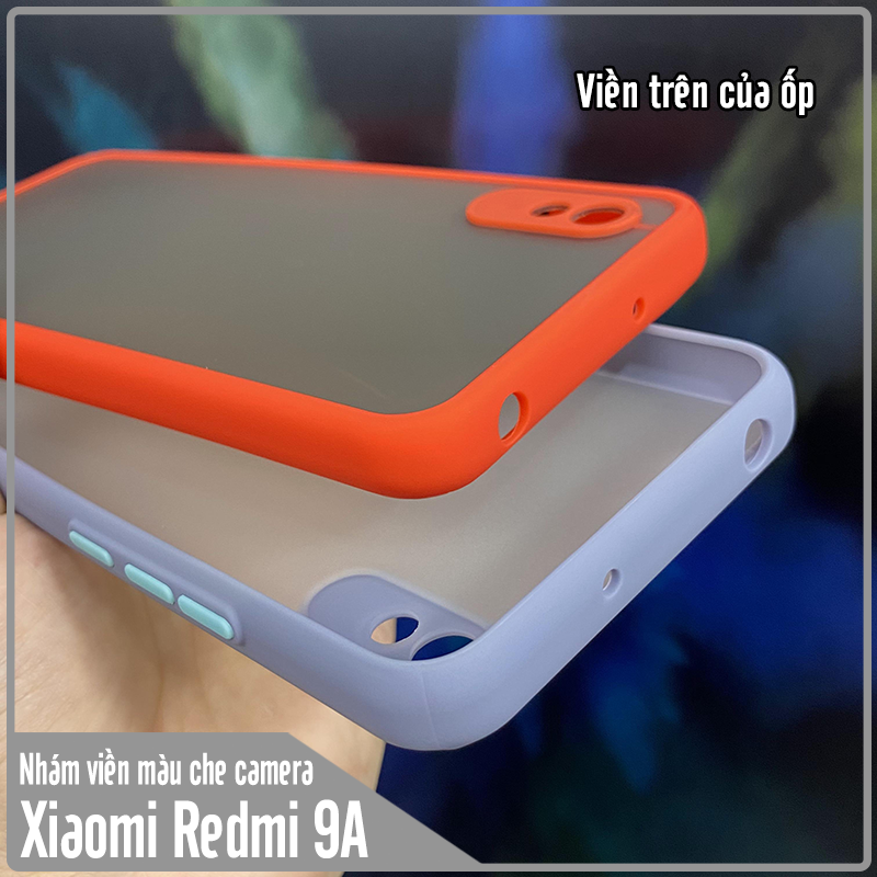 Ốp lưng cho Xiaomi Redmi 9A trong nhám viền màu che camera