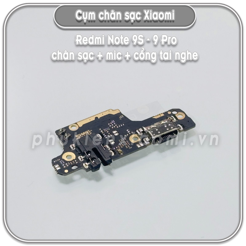 Cụm chân sạc + Mic + Cổng tai nghe Redmi Note 9S zin